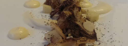 Cauliflower, apple, almond, leek ash